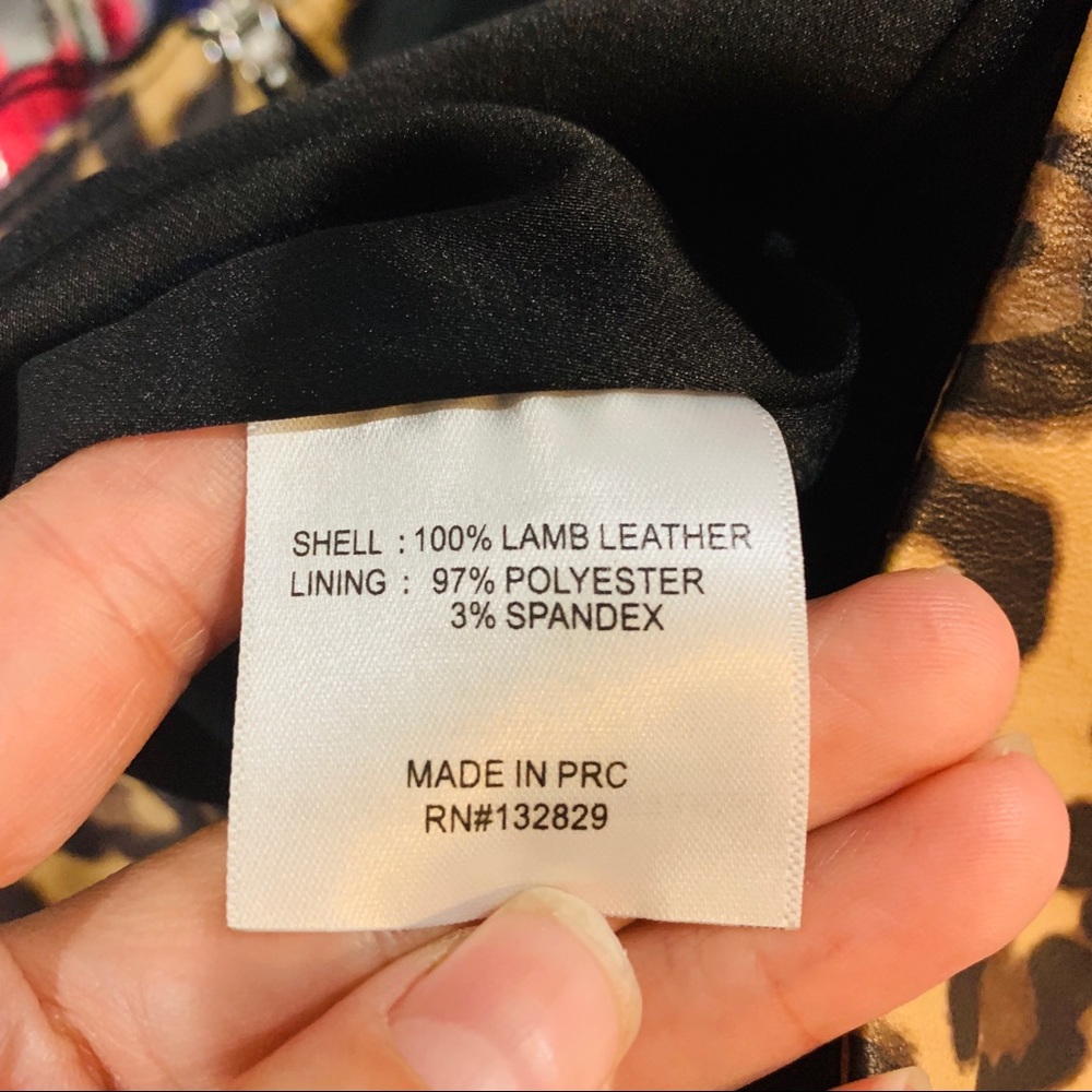 LPA NWOT Lambs Leather Leopard Print Mini Skirt - Picture 7 of 7